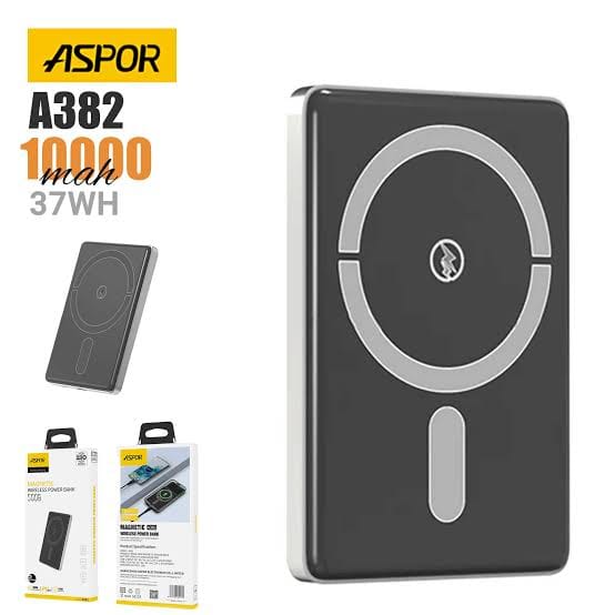 ASPOR A382 WIRELESS MAGNETIC PORTABLE MINI 10,000MAH 37WH WIRELESS POWER BANK