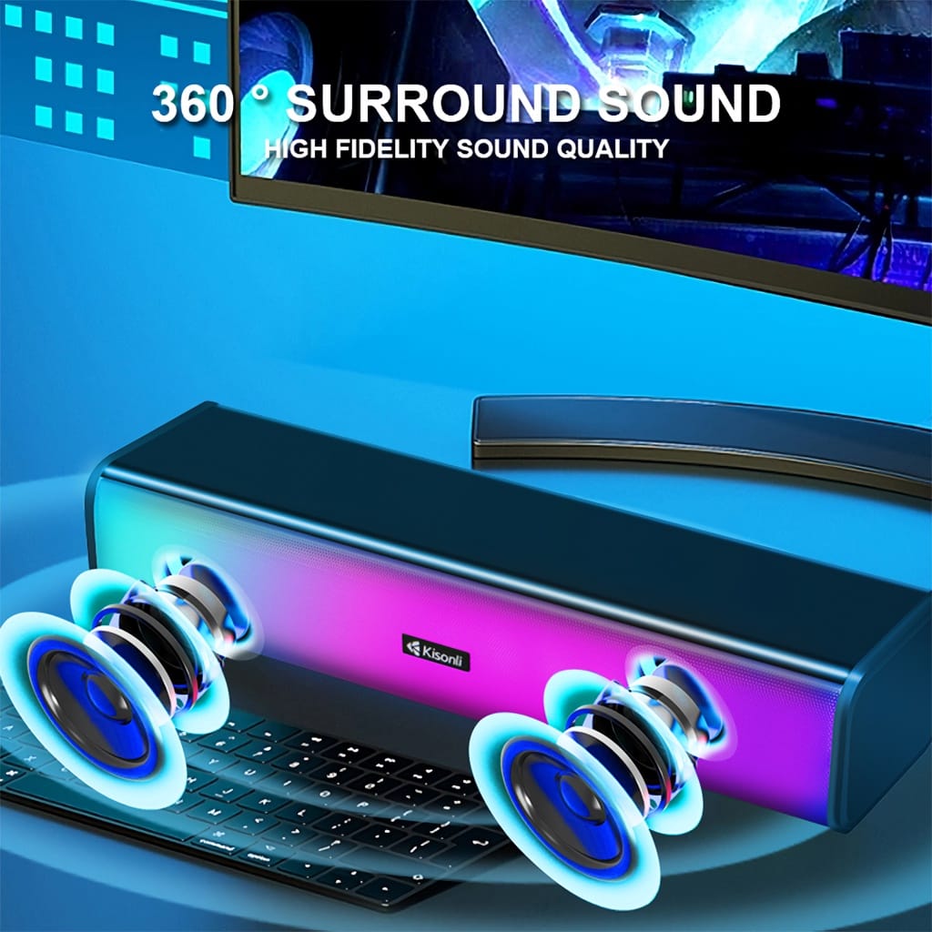 KISONLI I-630 SPEAKER PC + BT MULTIMEDIA USB PLUG RGB COLORFUL LIGHT