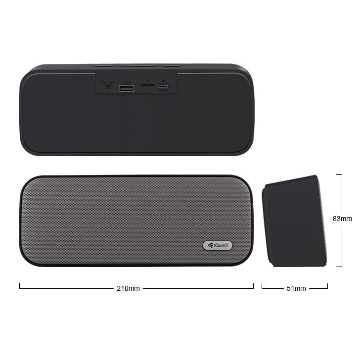 Kisonli Ks-2002 10W BT/FM/USB/TF/AUX/TWS Super Bass Mini Bluetooth Speaker