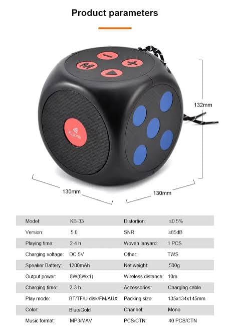 KISONLI G15 PORTABLE MOBILE MUSIC BLUETOOTH DICE MINI SPEAKER