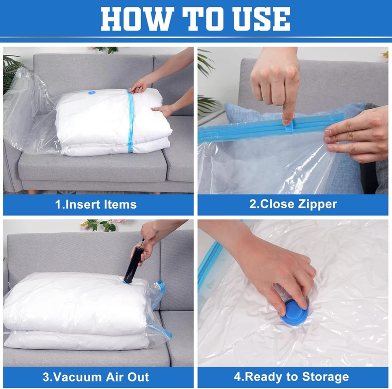 Vacuum Storage 5 Pcs Sealed Bags With Hand Pump