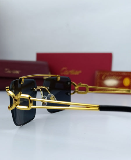 Cartier Sunglasses Golden Black CRT51 [simple]