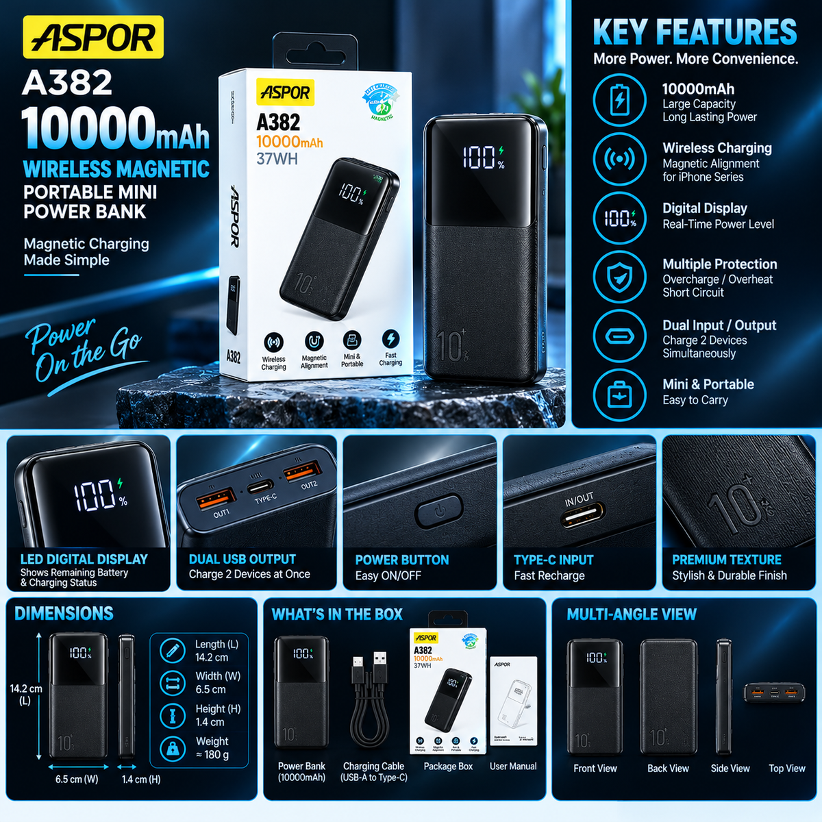 JOYROOM JR-QP192 20,000mAh 22.5W Ultra-Fast Charging Power Bank 2-Input 3-Output