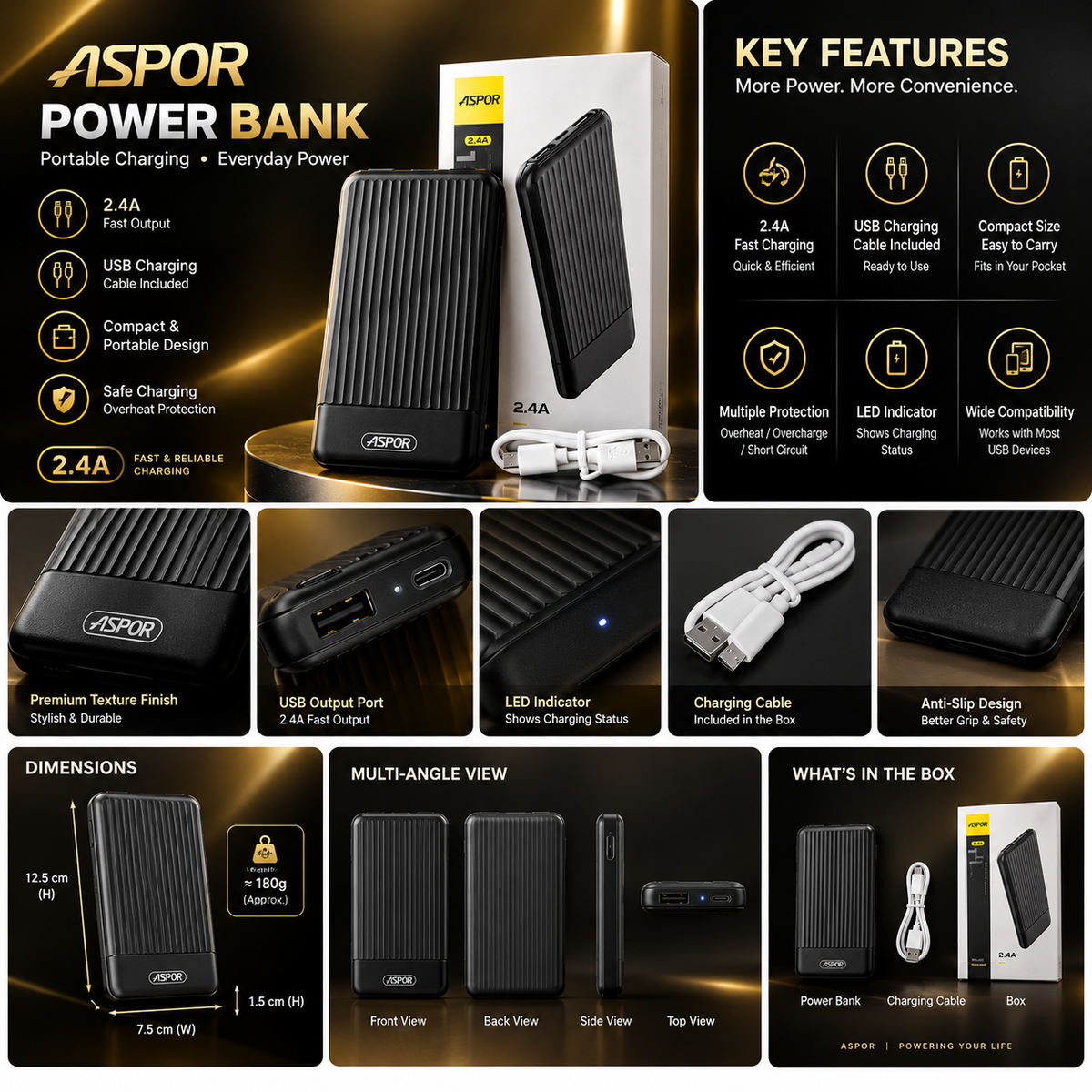 Aspor A323 Power Bank 10,000mAh