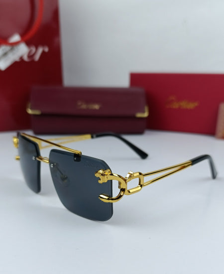 Cartier Sunglasses Golden Black CRT51 [simple]