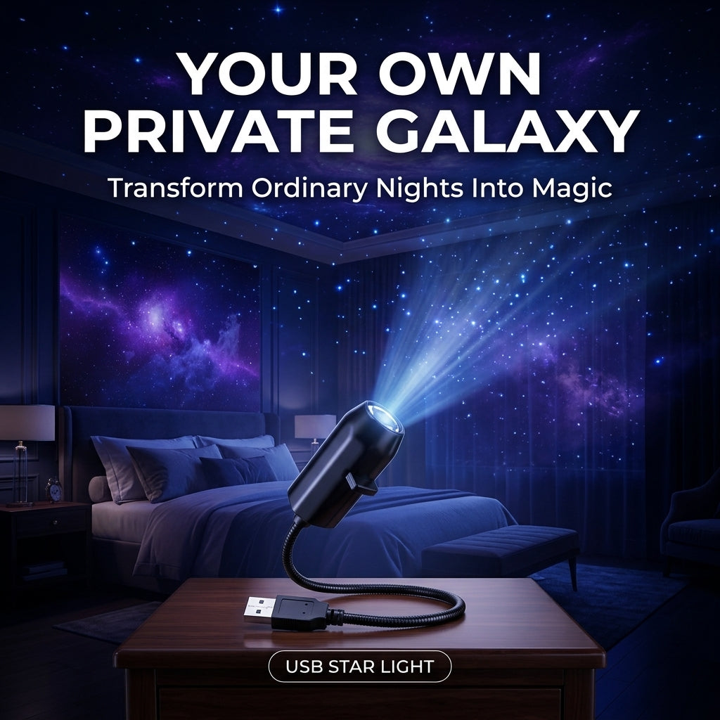 USB Star Projector Night Light – Galaxy LED Lamp for Bedroom & Home Decor