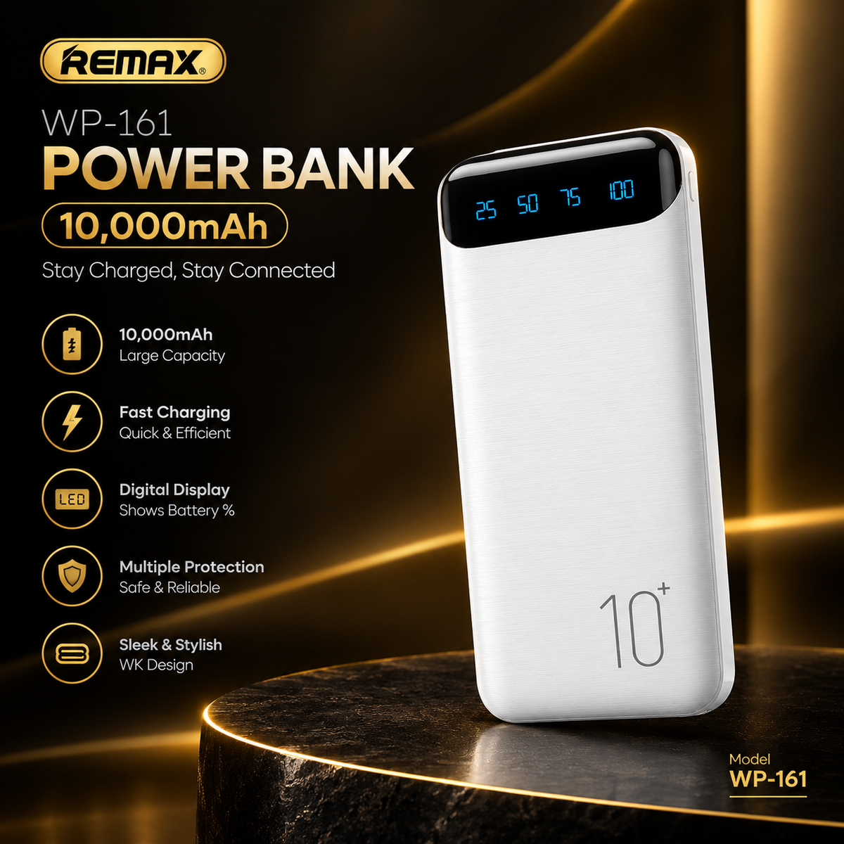 Remax WP-161 Wk Design Power Bank 10,000Mah White